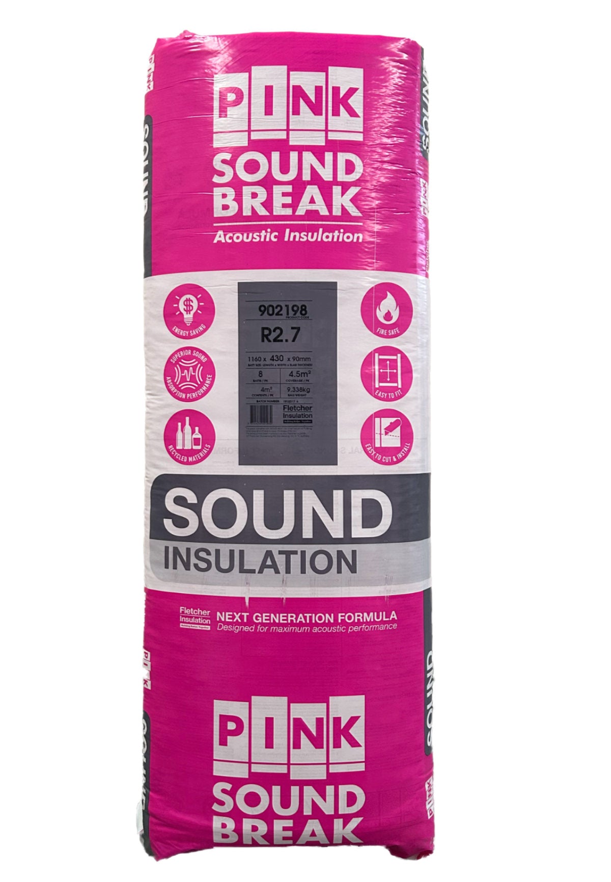 Fletcher Insulation Acoustic Wall Insulation Batts - R2.7 - 1160 x 430mm - 4m²/pack